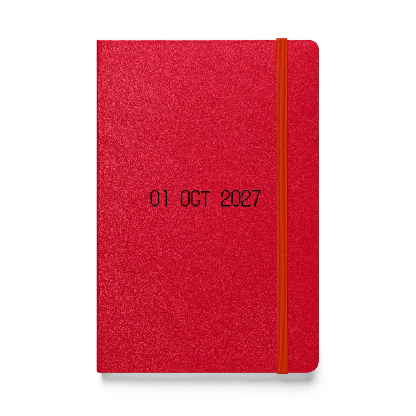 Hardcover journal with black dot matrix font reading “01 OCT 2027” on the cover. A subtle reminder to embrace mystery, creativity, and wonder.
