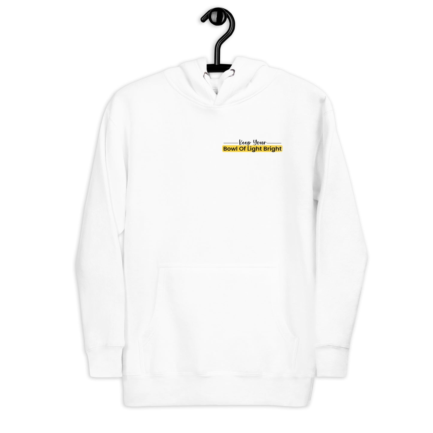 A bold yellow rectangle with rounded corners contains the phrase 'Bowl Of Light Bright' in clean black font. The whole text reads “Keep Your Bowl Of Light Bright” and it is written in a modern, bold style with each word capitalized, centered within the yellow banner to create a high-contrast, visually striking design.