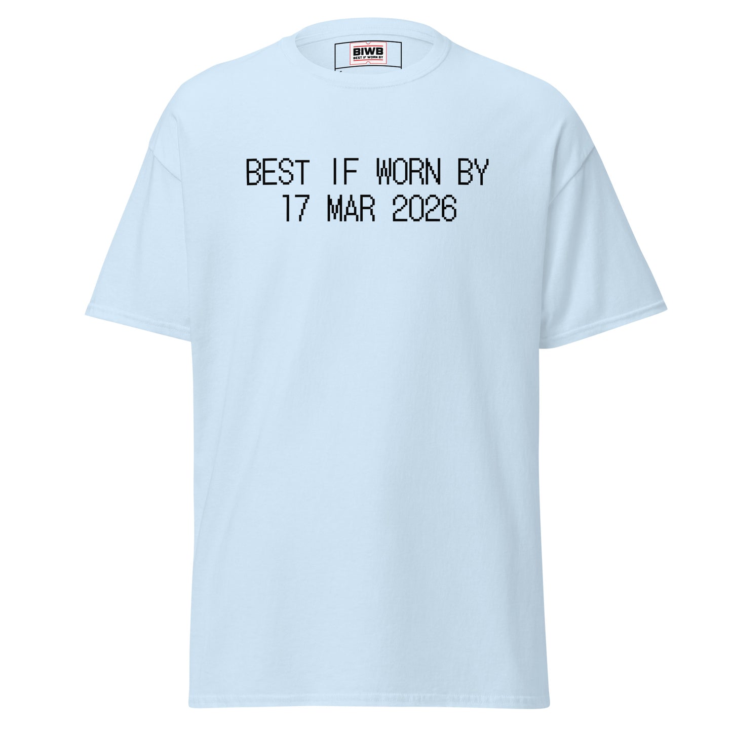 “BEST IF WORN BY 17 MAR 2026” printed in black dot matrix font reflects labeling style—St. Patrick’s Day, a celebration of heritage and green spirit.