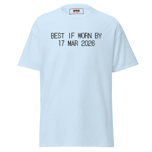 “BEST IF WORN BY 17 MAR 2026” printed in black dot matrix font reflects labeling style—St. Patrick’s Day, a celebration of heritage and green spirit.